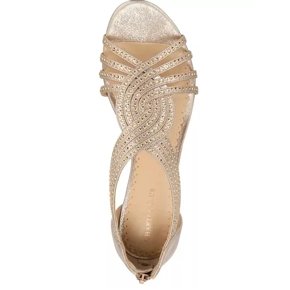 Charter Club Ginifur Rhinestone Wedge Sandals in‎ Rose Gold Size 9.5 M New - Picture 2 of 11